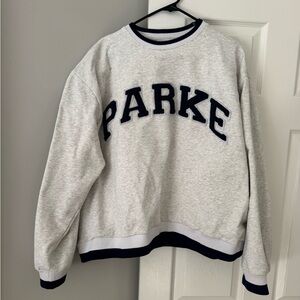 Parker Light Gray Crewneck Sweater with Navy Accents
